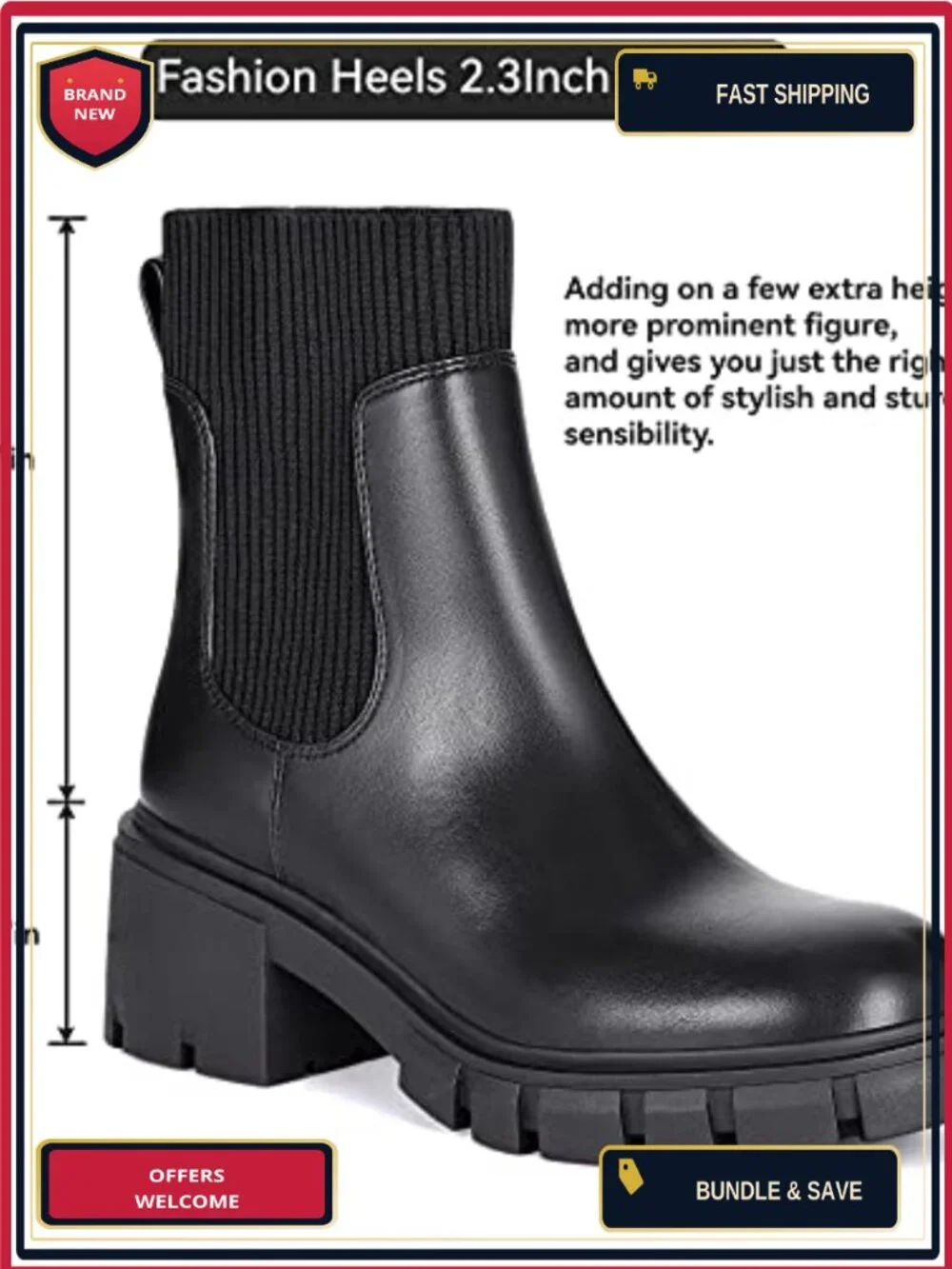 Chunky Platform Chelsea Ankle Boots Leather Suede Lug Soles